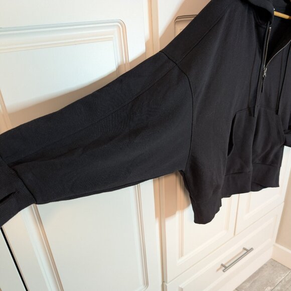 Black Cropped Zip Hoodie Oversized Dolman Sleeve Athleisure XL NWOT JoyLab - Picture 4 of 14